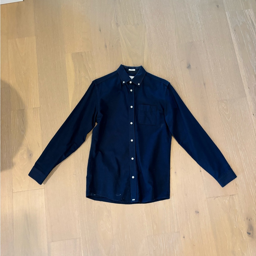 Frank & Oak Dark Blue Casual Button Down Shirt